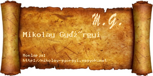 Mikolay Györgyi névjegykártya